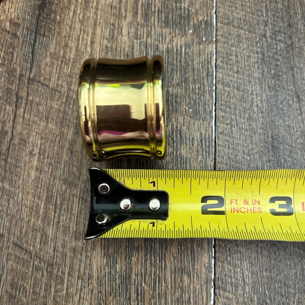 Vintage Polished Brass Napkin Rings Set of 4 Gold Spool Style Table Decor MCM - Picture 5 of 6